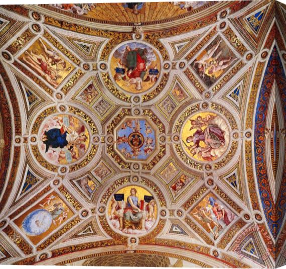 Raphael The Stanza Della Segnatura Ceiling [detail 1] Stretched Canvas Painting / Canvas Art